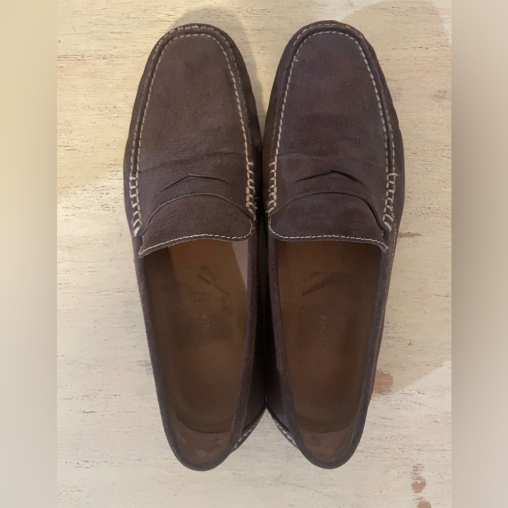 DONALD J. PLINER Made in Italy Nubuck Penny Vamp Driving Loafer in Brown 10 $265 - Picture 5 of 7